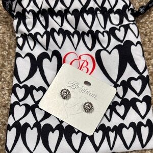 Brighton Black and Silver Heart Stud Earrings - NWT